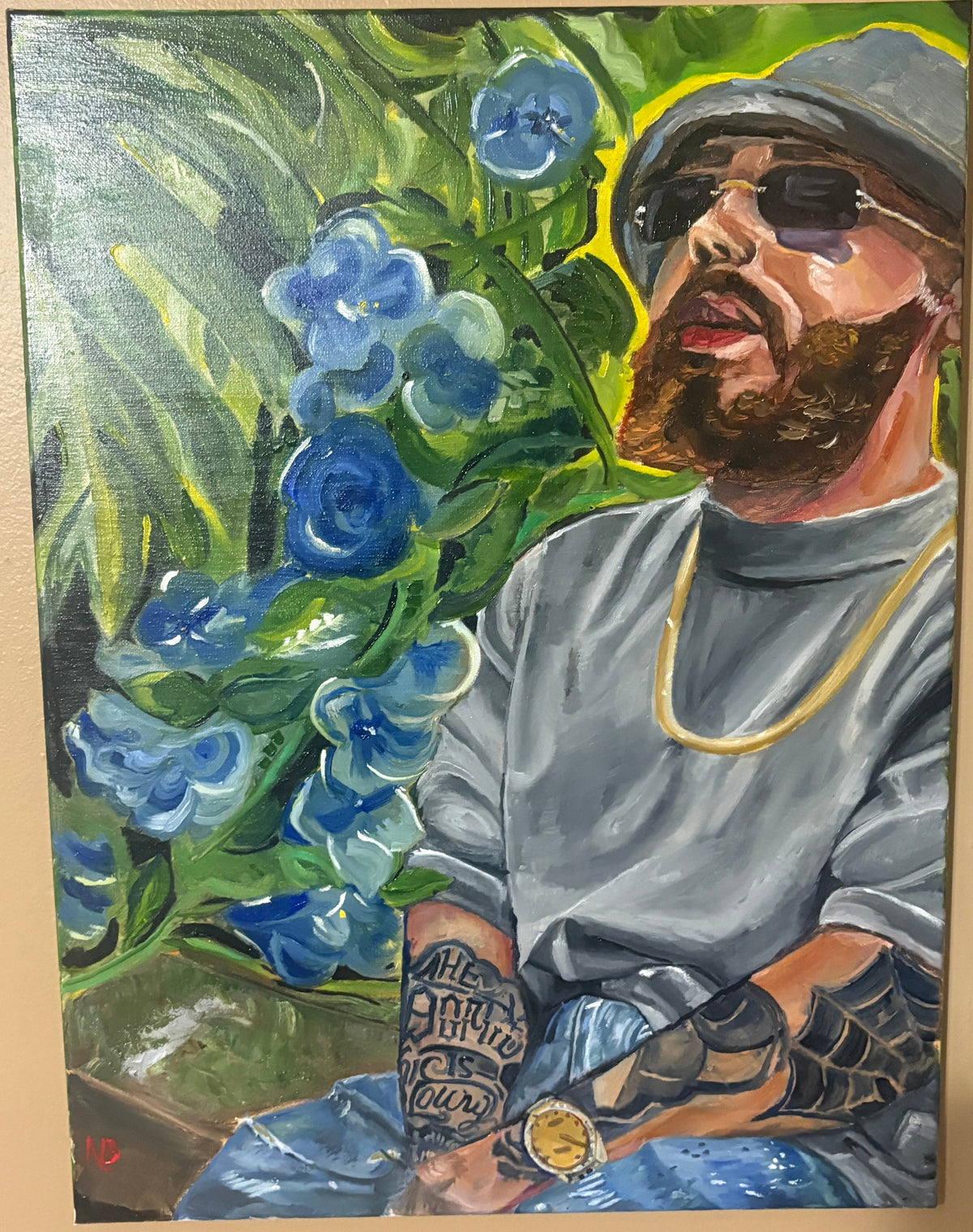 Example of an original custom portrait painting by Nyle Banks